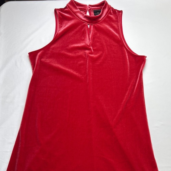 Worthington Red Velvet Mock Neck MIDI Sleeveless Dress Y2K Women's Size M Vamp - Picture 3 of 8